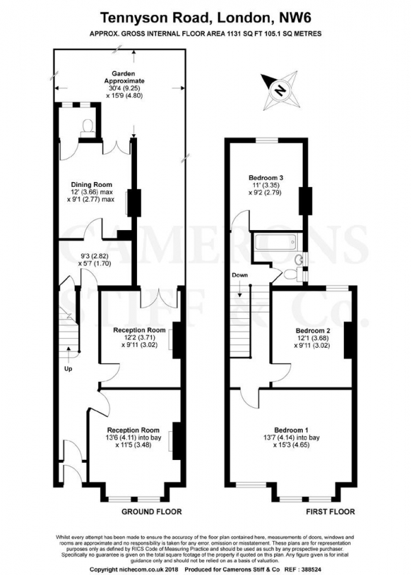 Floor Plan Image for 3 Bedroom Terraced House for Sale in Tennyson Road, Queens Park