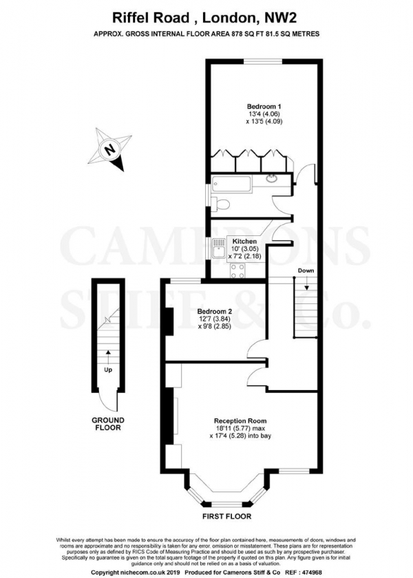 Floor Plan Image for 2 Bedroom Flat for Sale in Riffel Road, Willesden Green