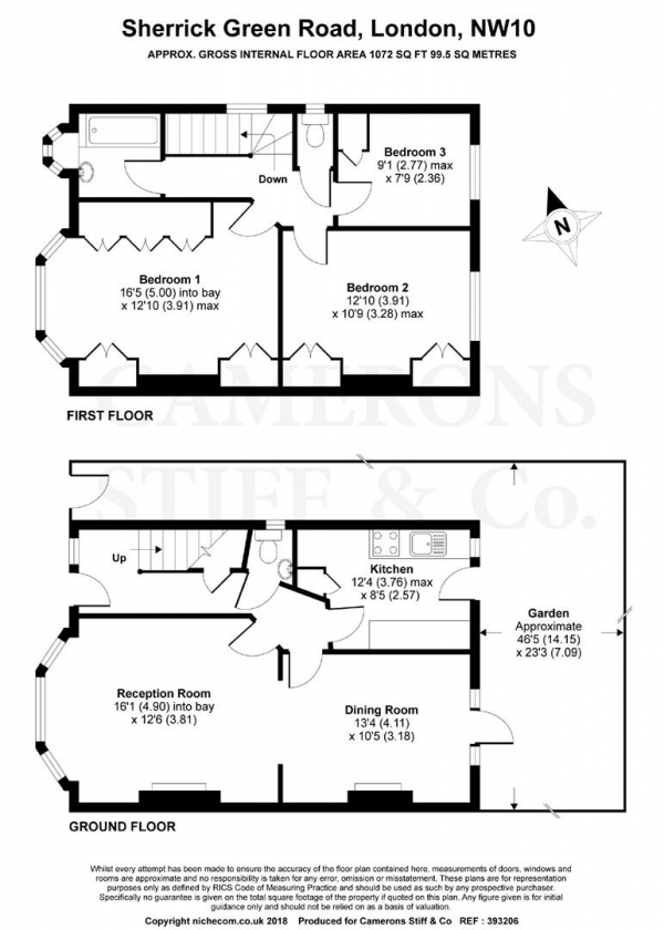 Floor Plan Image for 3 Bedroom Property for Sale in Sherrick Green Road, Dollis Hill