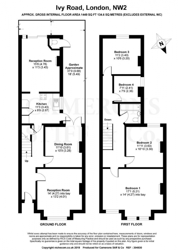 Floor Plan Image for 4 Bedroom Property for Sale in Ivy Road, Cricklewood