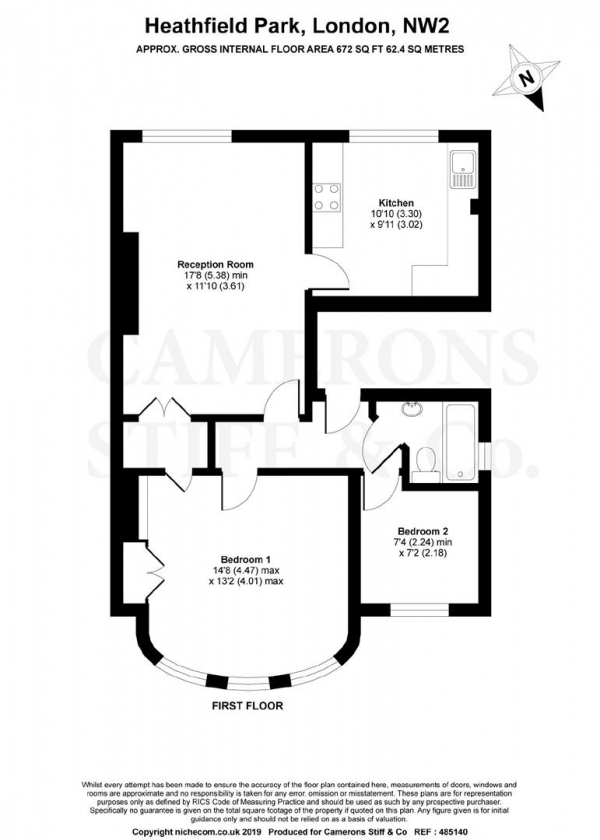 Floor Plan Image for 2 Bedroom Apartment for Sale in Heathfield Park, London