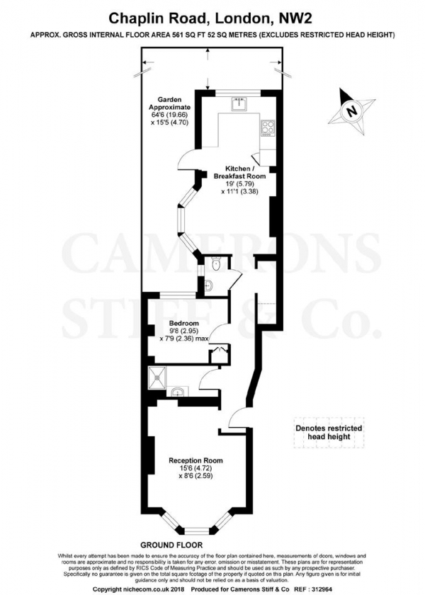 Floor Plan Image for 1 Bedroom Flat for Sale in Chaplin Road, Willesden