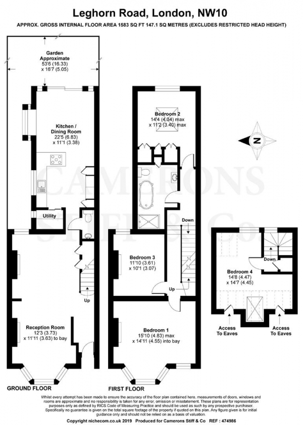 Floor Plan Image for 4 Bedroom Property for Sale in Leghorn Road, Harlesden