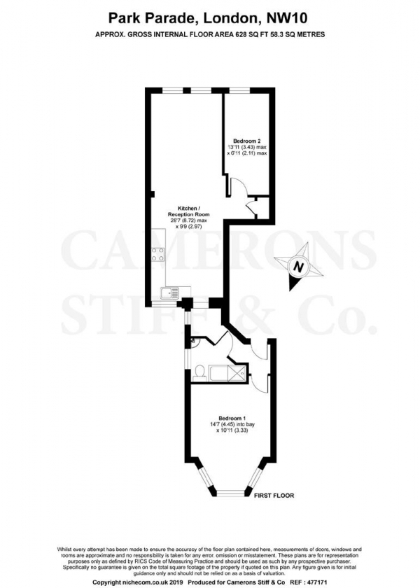 Floor Plan Image for 2 Bedroom Apartment for Sale in Park Parade, Kensal Green, London