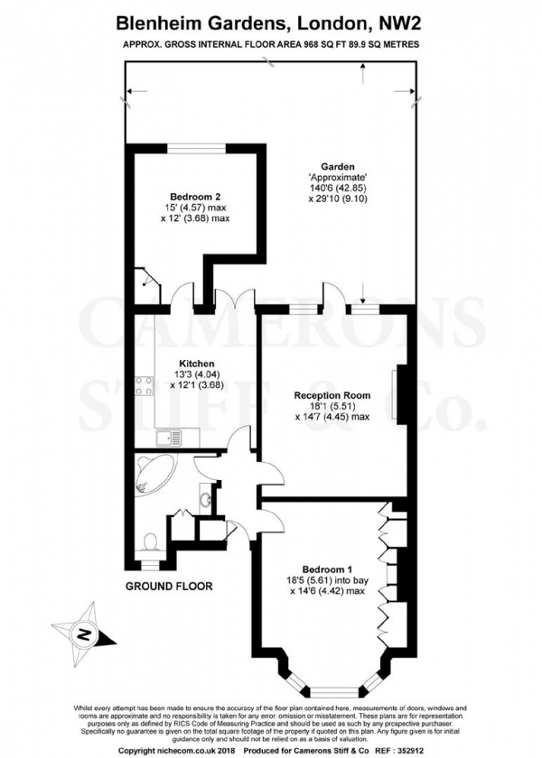 Floor Plan Image for 2 Bedroom Flat for Sale in Blenheim Gardens, Willesden Green