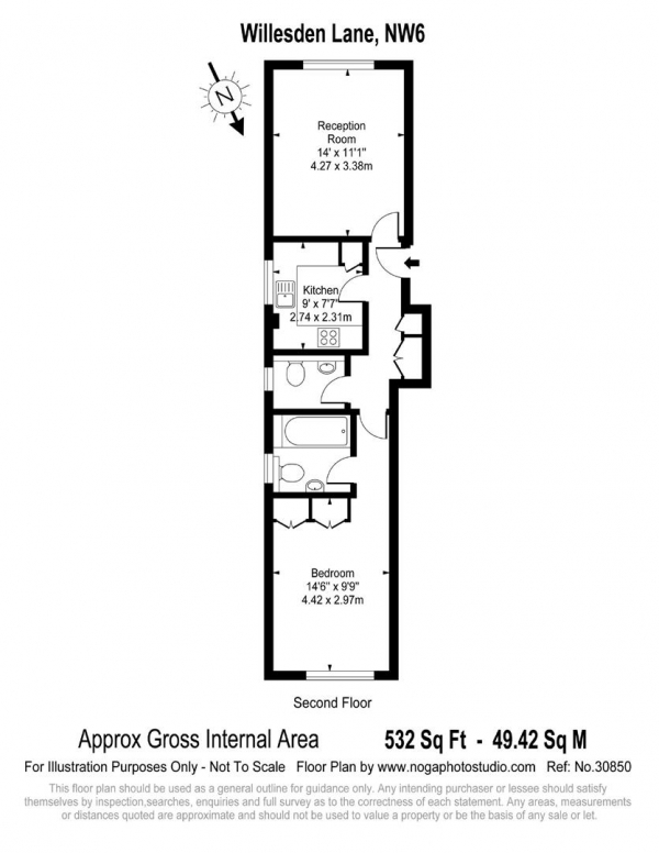 Floor Plan Image for 1 Bedroom Apartment for Sale in Willesden Lane, Willesden