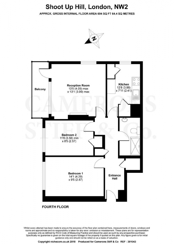 Floor Plan Image for 2 Bedroom Apartment for Sale in Shoot Up Hill, Cricklewood