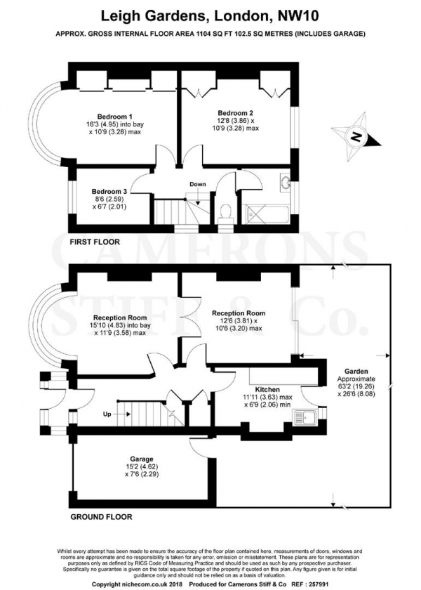 Floor Plan Image for 3 Bedroom Semi-Detached House for Sale in Leigh Gardens, Kensal Rise