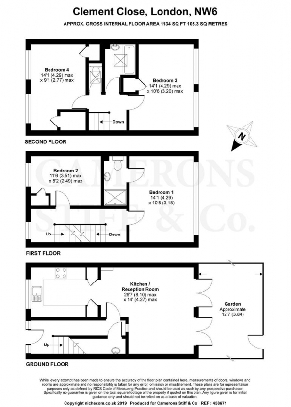 Floor Plan Image for 4 Bedroom End of Terrace House for Sale in Clement Close, Brondesbury Park