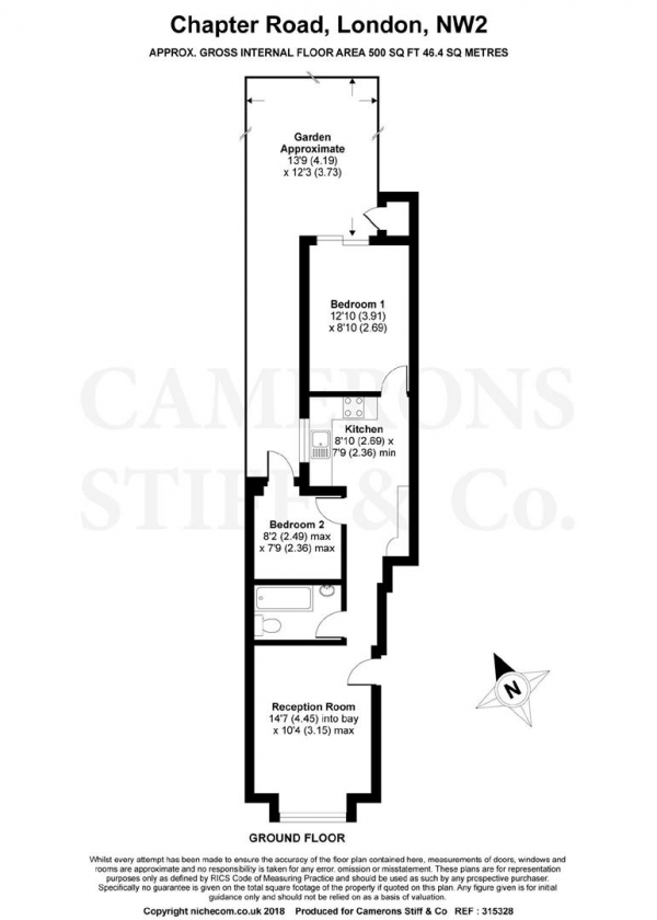 Floor Plan Image for 2 Bedroom Flat for Sale in Chapter Road, Willesden Green