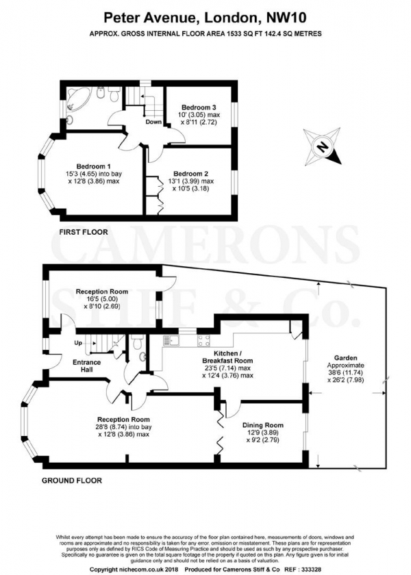 Floor Plan Image for 3 Bedroom Semi-Detached House for Sale in Peter Avenue, Willesden Green