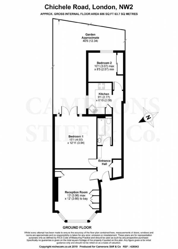 Floor Plan Image for 2 Bedroom Flat for Sale in Chichele Road, Cricklewood