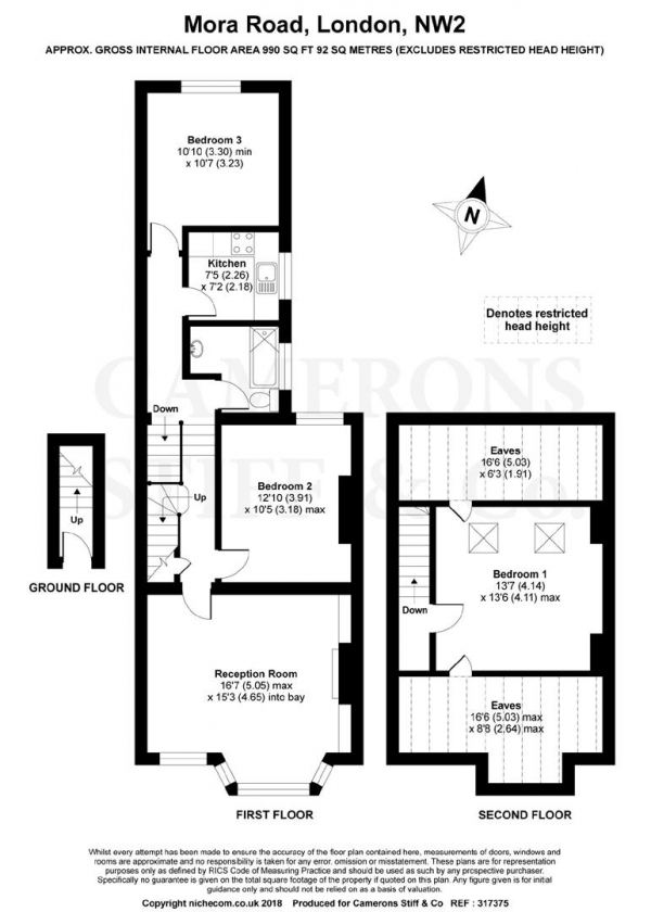 Floor Plan Image for 3 Bedroom Apartment for Sale in Mora Road, Cricklewood