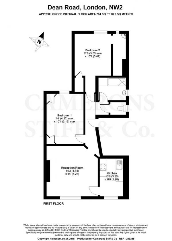 Floor Plan Image for 2 Bedroom Apartment for Sale in Dean Road, Willesden Green