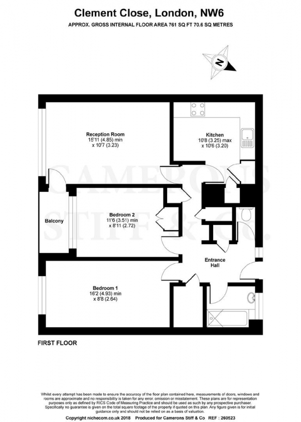 Floor Plan Image for 2 Bedroom Apartment for Sale in Clement Close, Brondesbury Park