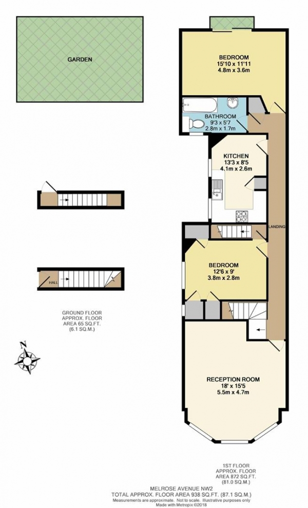 Floor Plan Image for 2 Bedroom Apartment for Sale in Melrose Avenue, Willesden Green