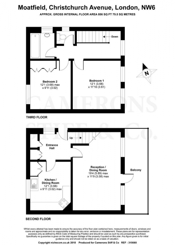 Floor Plan Image for 2 Bedroom Apartment for Sale in Christchurch Avenue, Queens Park