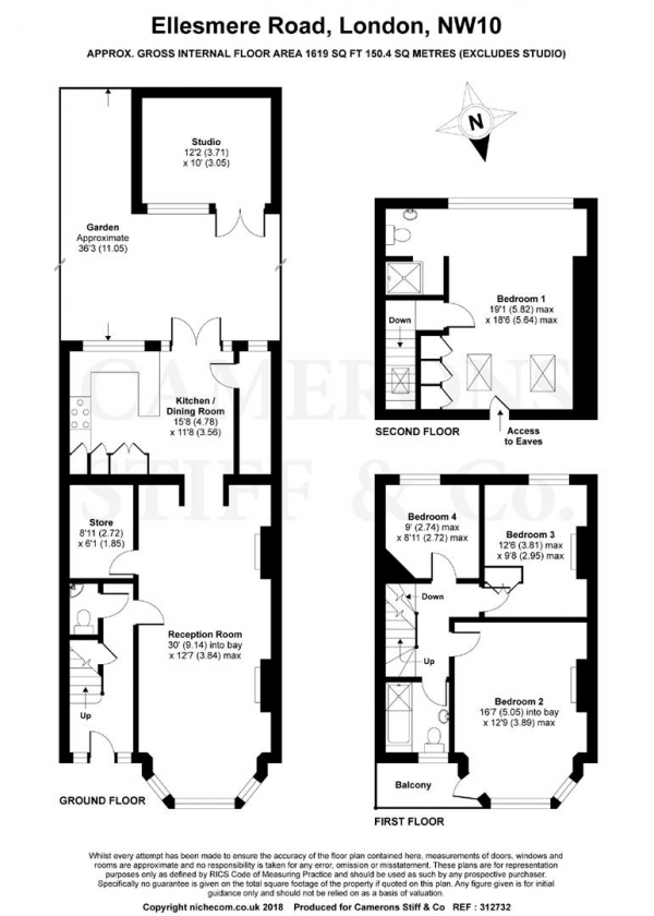 Floor Plan Image for 4 Bedroom Terraced House for Sale in Ellesmere Road, Dollis Hill