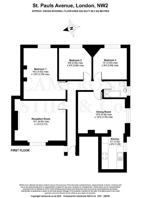 Floor Plan Image for 3 Bedroom Apartment for Sale in Adys Lawn, St Pauls Avenue, Willesden Green