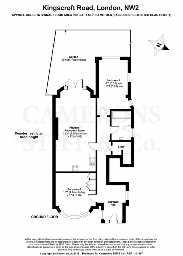 Floor Plan Image for 2 Bedroom Flat for Sale in Kingscroft Road, West Hampstead