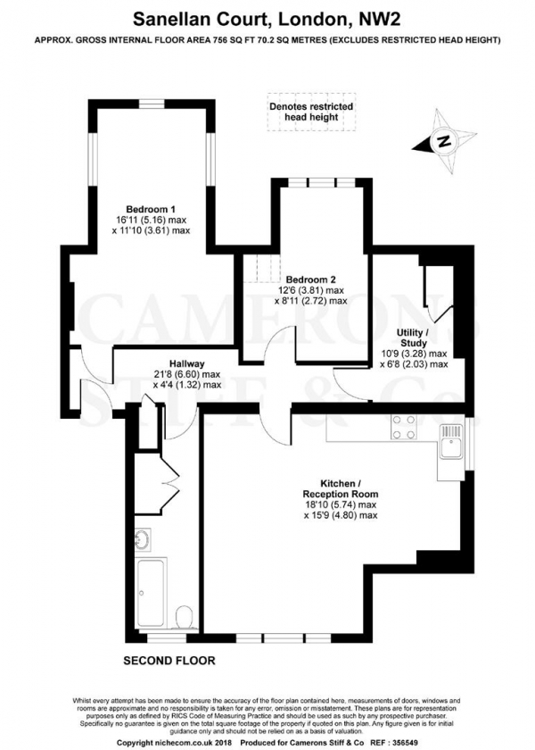 Floor Plan Image for 2 Bedroom Apartment for Sale in Mapesbury Road, Mapesbury Conservation Area