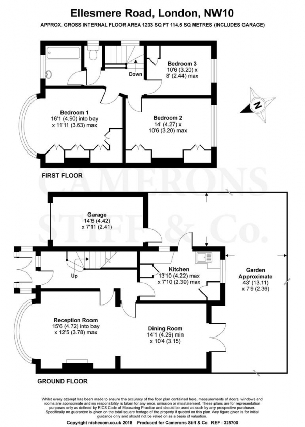 Floor Plan Image for 3 Bedroom Semi-Detached House for Sale in Ellesmere Road, Dollis Hill