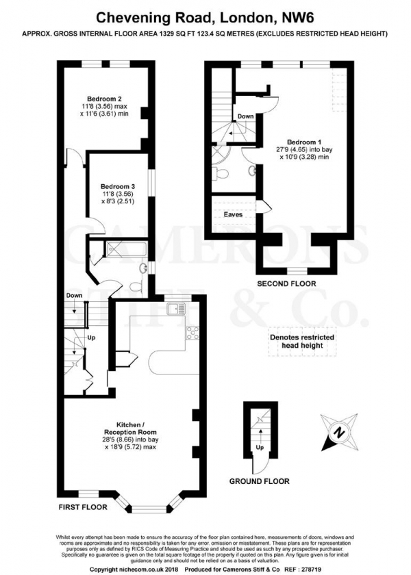 Floor Plan Image for 3 Bedroom Apartment for Sale in Chevening Road, Queens Park