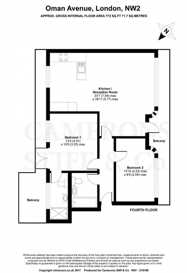 Floor Plan Image for 2 Bedroom Penthouse for Sale in Oman Court Penthouses, Oman Avenue, Cricklewood