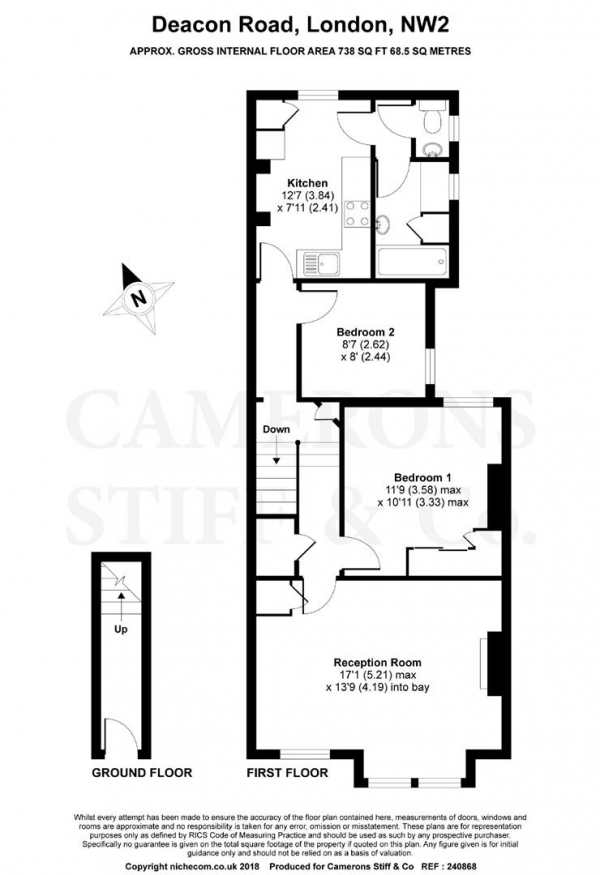 Floor Plan Image for 2 Bedroom Apartment for Sale in Deacon Road, Dollis Hill