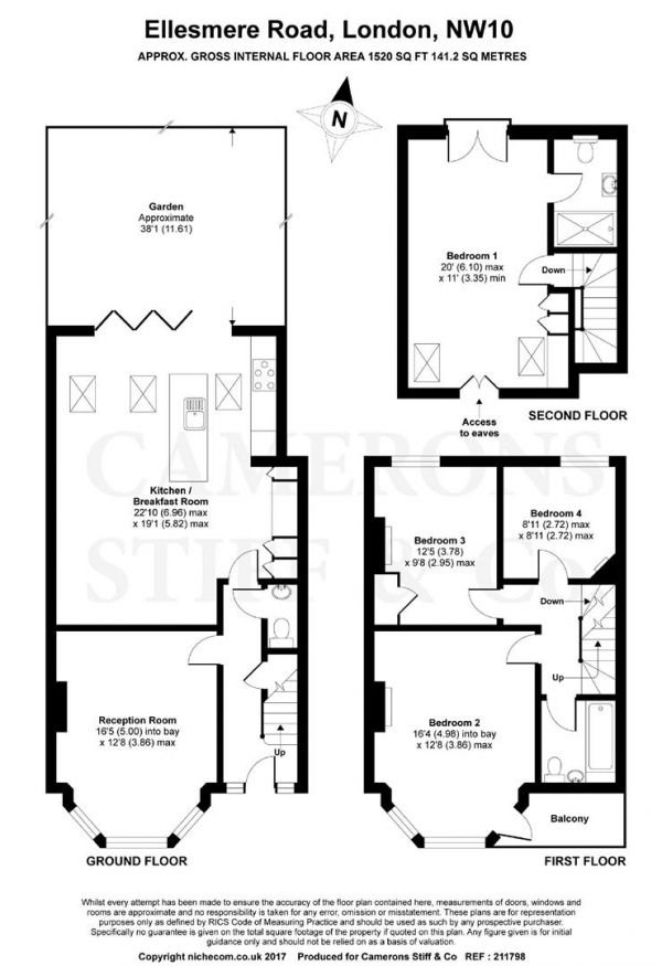 Floor Plan Image for 4 Bedroom Terraced House for Sale in Ellesmere Road, Willesden Green