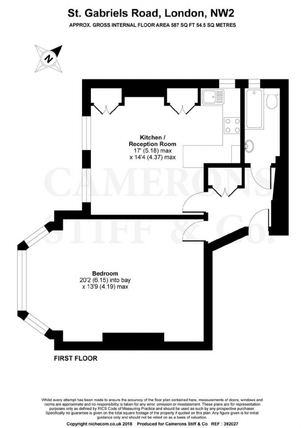 Floor Plan Image for 1 Bedroom Apartment for Sale in St Gabriels Road, Mapesbury Conservation Area