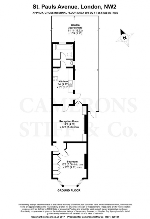 Floor Plan Image for 1 Bedroom Apartment for Sale in St Pauls Avenue, Willesden Green