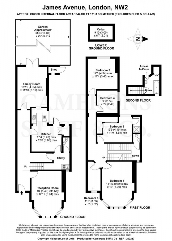 Floor Plan Image for 5 Bedroom Terraced House for Sale in James Avenue, Cricklewood