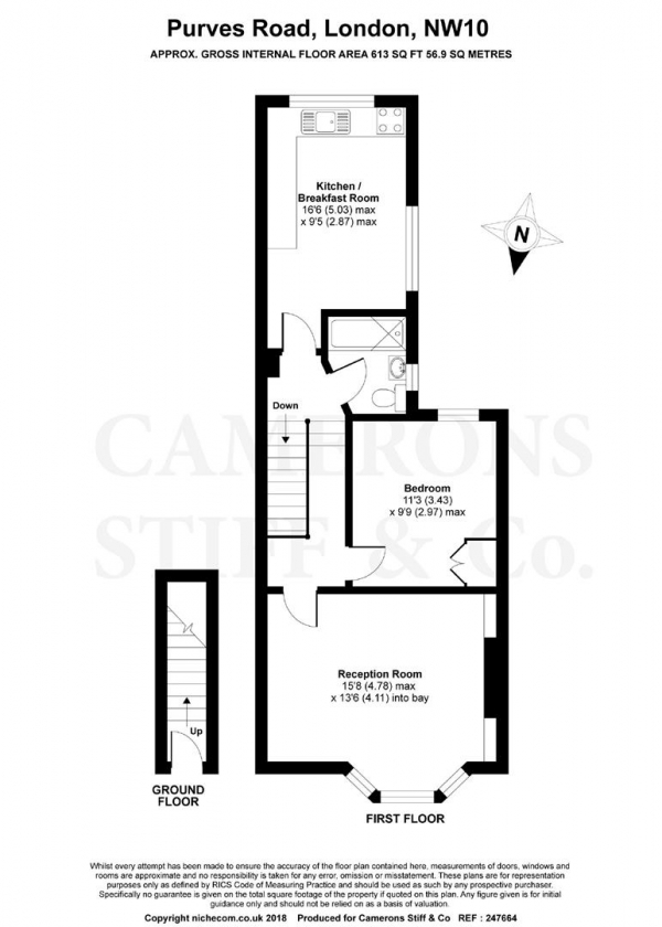 Floor Plan Image for 1 Bedroom Apartment for Sale in Purves Road, Kensal Green