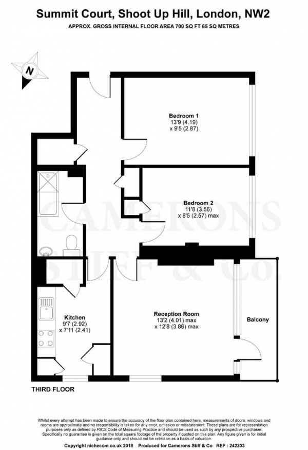 Floor Plan Image for 2 Bedroom Apartment for Sale in Shoot Up Hill, Kilburn