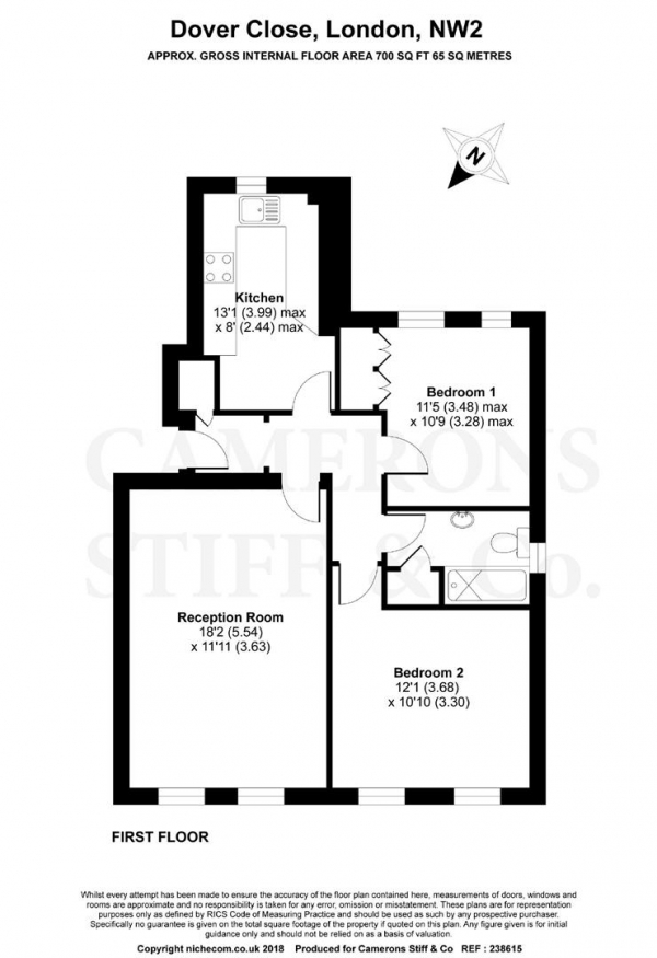 Floor Plan Image for 2 Bedroom Apartment for Sale in Dover Close, Cricklewood