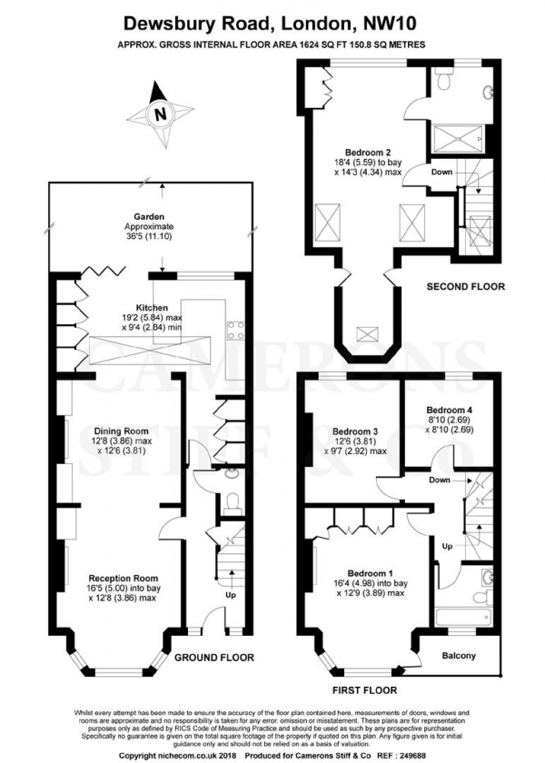 Floor Plan Image for 4 Bedroom Terraced House for Sale in Dewsbury Road, Dollis Hill