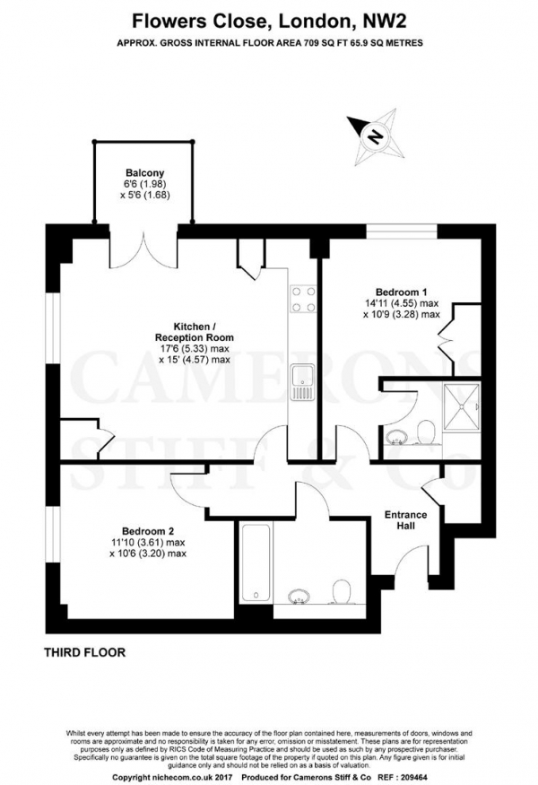 Floor Plan Image for 2 Bedroom Apartment for Sale in Flowers Close, Dollis Hill