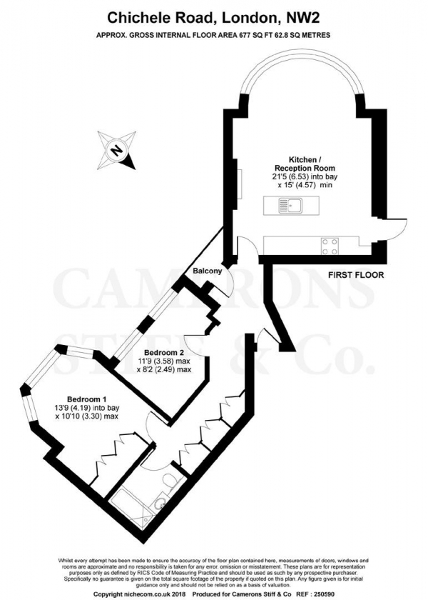 Floor Plan Image for 2 Bedroom Apartment for Sale in Chichele Road, Cricklewood