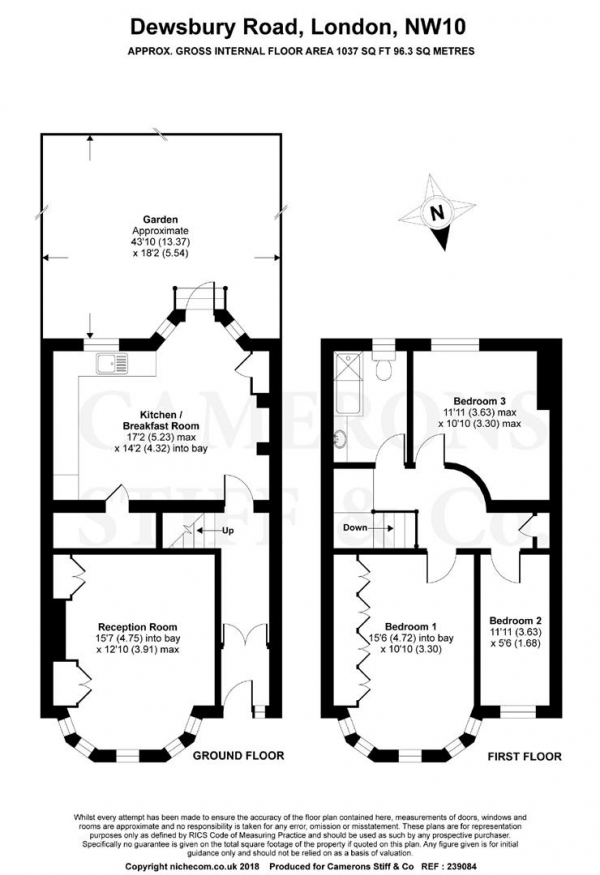 Floor Plan Image for 3 Bedroom Terraced House for Sale in Dewsbury Road, Dollis Hill