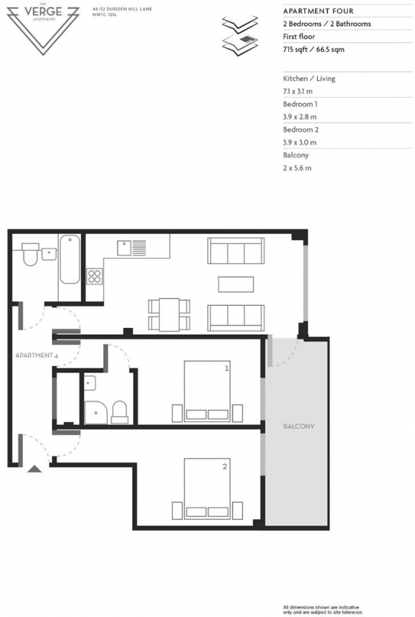 Floor Plan Image for 2 Bedroom Apartment for Sale in Verge Apartments, 2a Colin Road