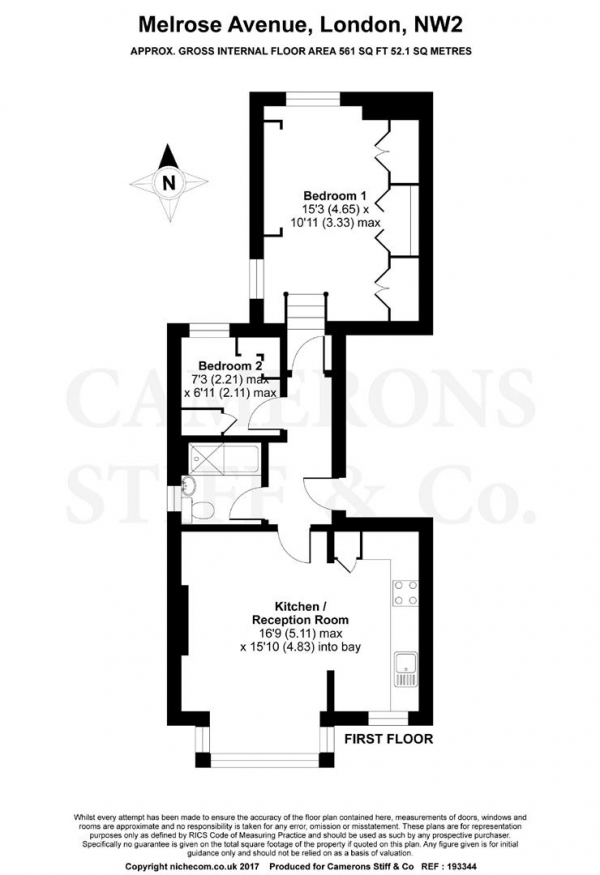 Floor Plan Image for 2 Bedroom Apartment for Sale in Melrose Avenue, Willesden Green