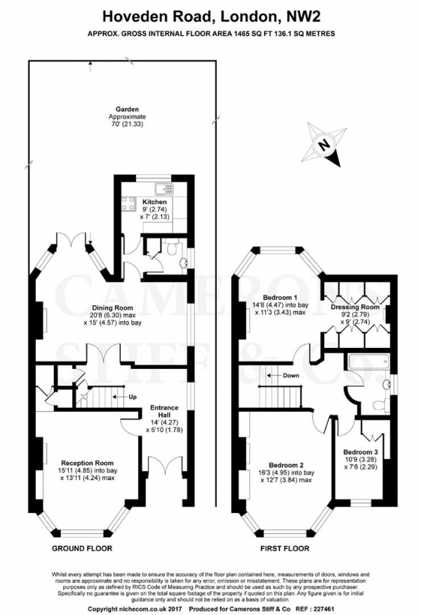 Floor Plan Image for 3 Bedroom Semi-Detached House for Sale in Hoveden Road, Mapesbury Conservation Area