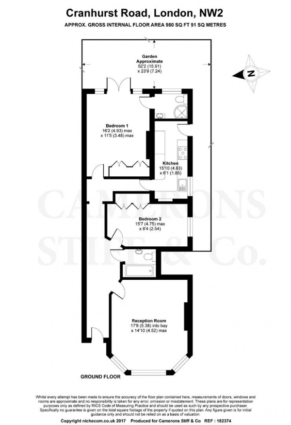 Floor Plan Image for 2 Bedroom Apartment for Sale in Cranhurst Road, Willesden Green