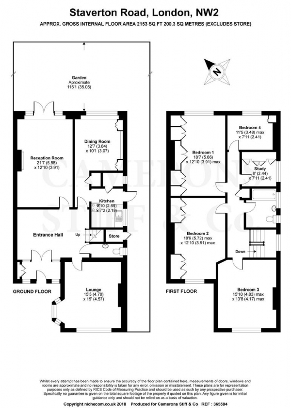 Floor Plan Image for 4 Bedroom Semi-Detached House for Sale in Staverton Road, Brondesbury Park