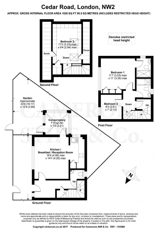 Floor Plan Image for 3 Bedroom End of Terrace House for Sale in Cedar Road, Cricklewood