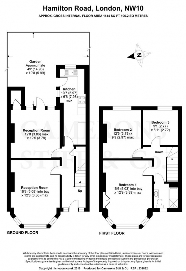 Floor Plan Image for 3 Bedroom Terraced House for Sale in Hamilton Road, Dollis Hill