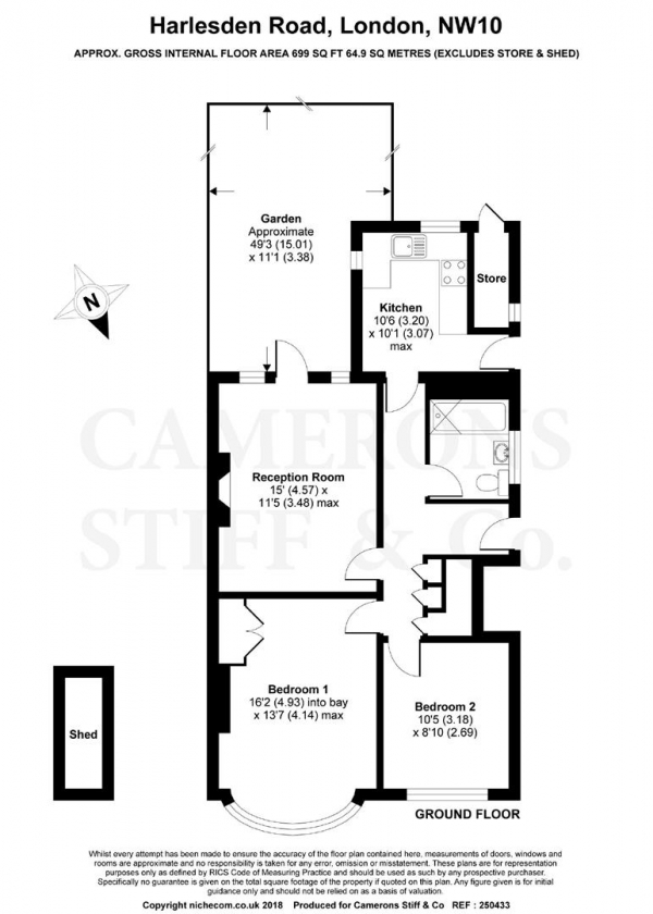 Floor Plan Image for 2 Bedroom Flat for Sale in Harlesden Road, Willesden