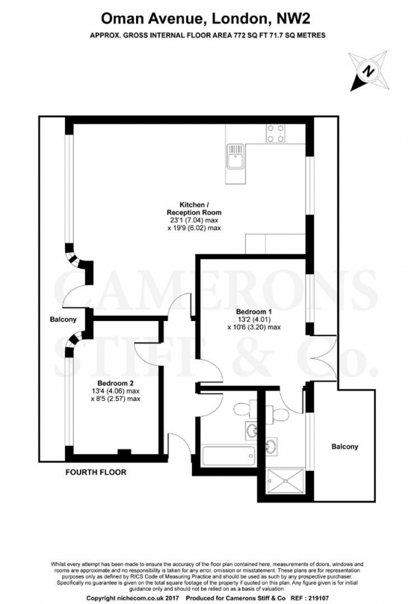 Floor Plan Image for 2 Bedroom Penthouse for Sale in Oman Avenue, Cricklewood