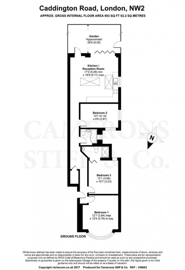 Floor Plan Image for 3 Bedroom Apartment for Sale in Caddington Road, Willesden